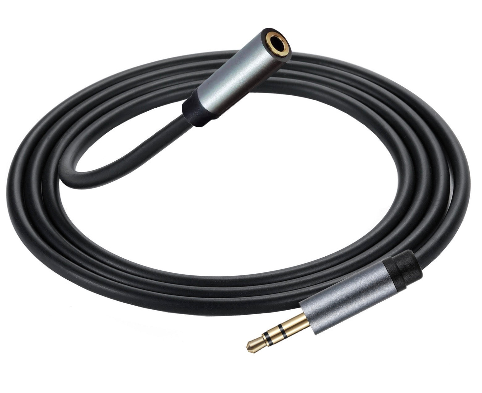 Coiled 3.5mm AUX audio extension cable for headphones speakers and stereo systems