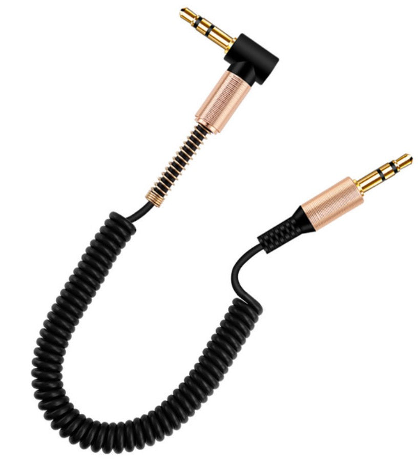  3.5mm coiled AUX cable male to male stereo