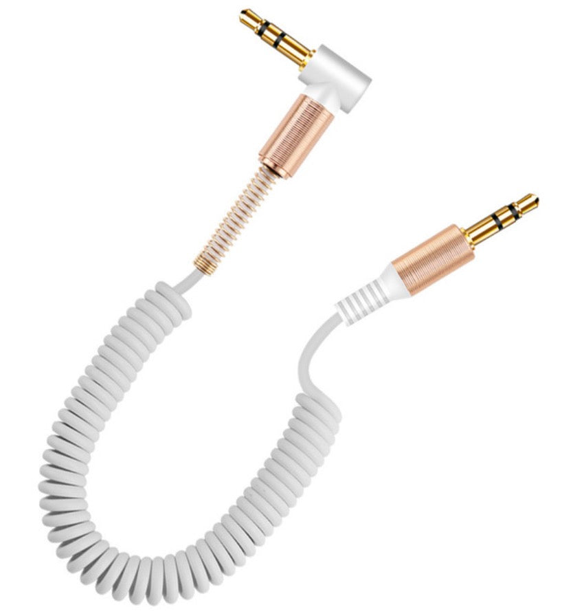 3.5mm coiled AUX cable male to male stereo