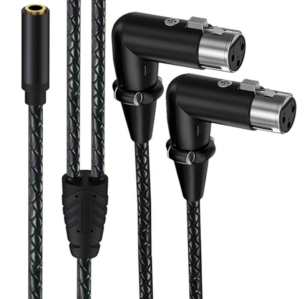 3.5mm TRS female to dual right angle XLR female Y splitter cable