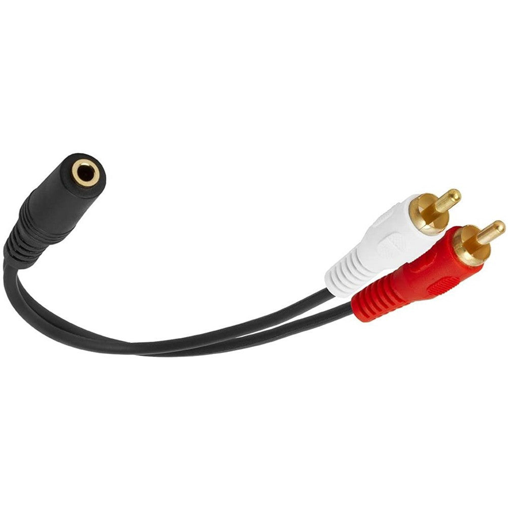 3.5mm female to RCA male audio cable for speakers and amplifiers