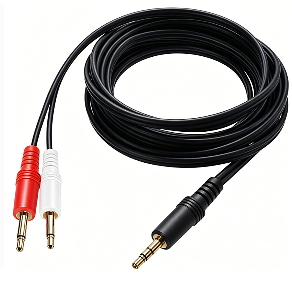 3.5mm audio breakout cable separating left and right stereo channels