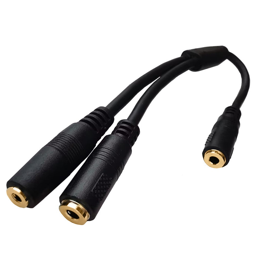 Side view of the compact 3.5mm and 2.5mm audio splitter adapter
