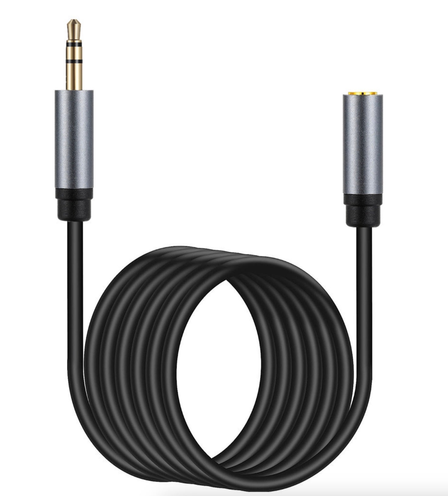 Flexible 3.5mm stereo audio extension cable with durable black cable construction