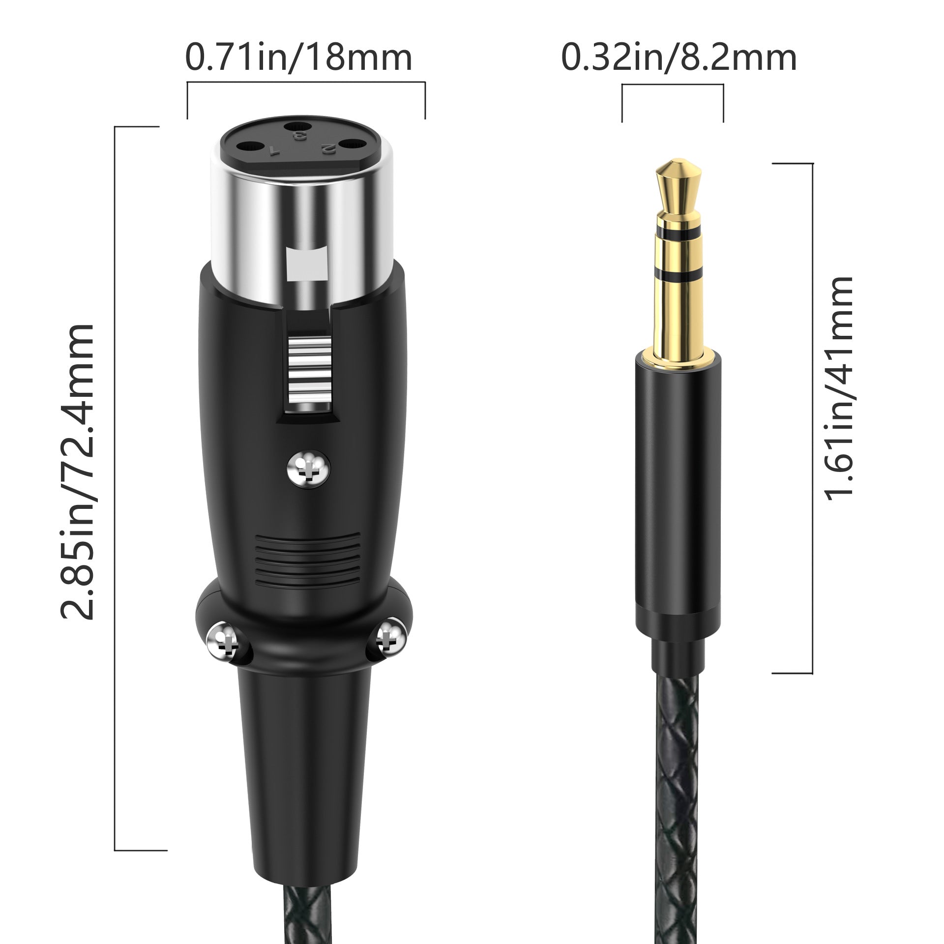 3.5mm stereo male to XLR female cable for microphone camera