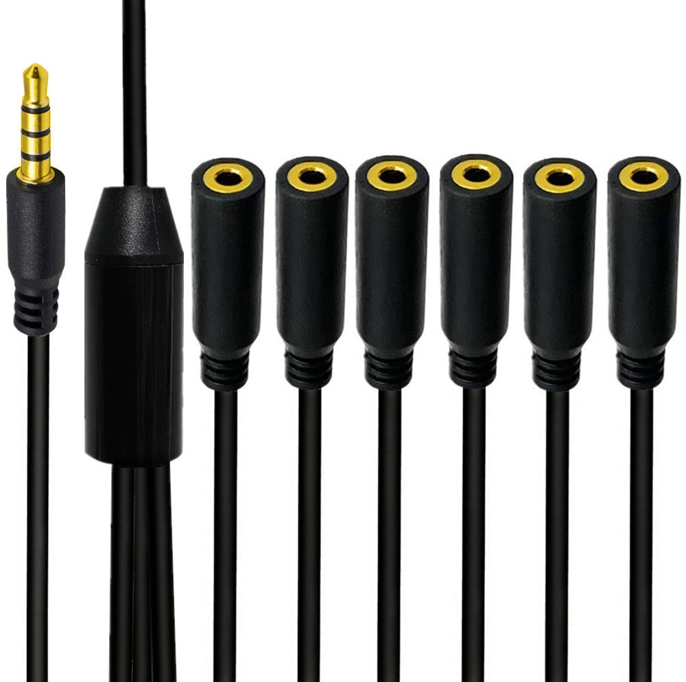 3.5mm TRRS male to six-way 3.5mm TRRS female audio splitter cable