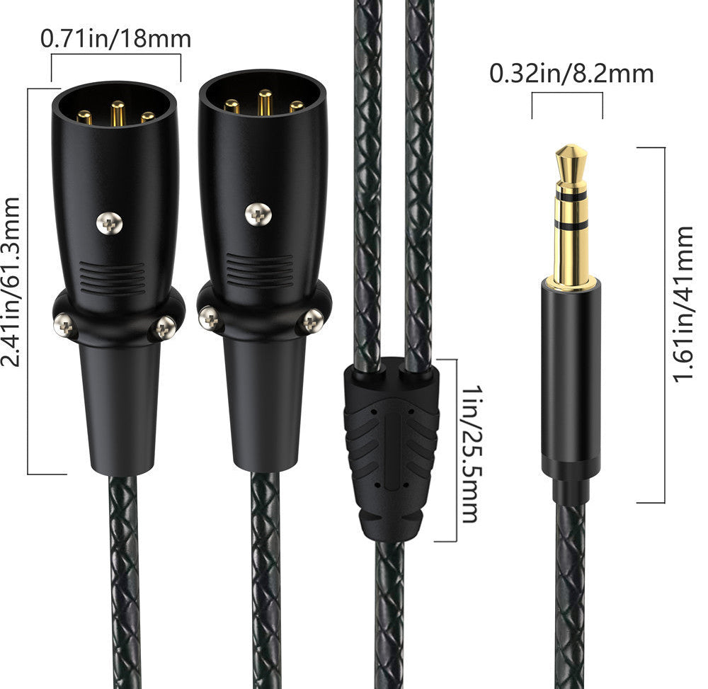 3.5mm TRS stereo male to dual XLR male Y splitter