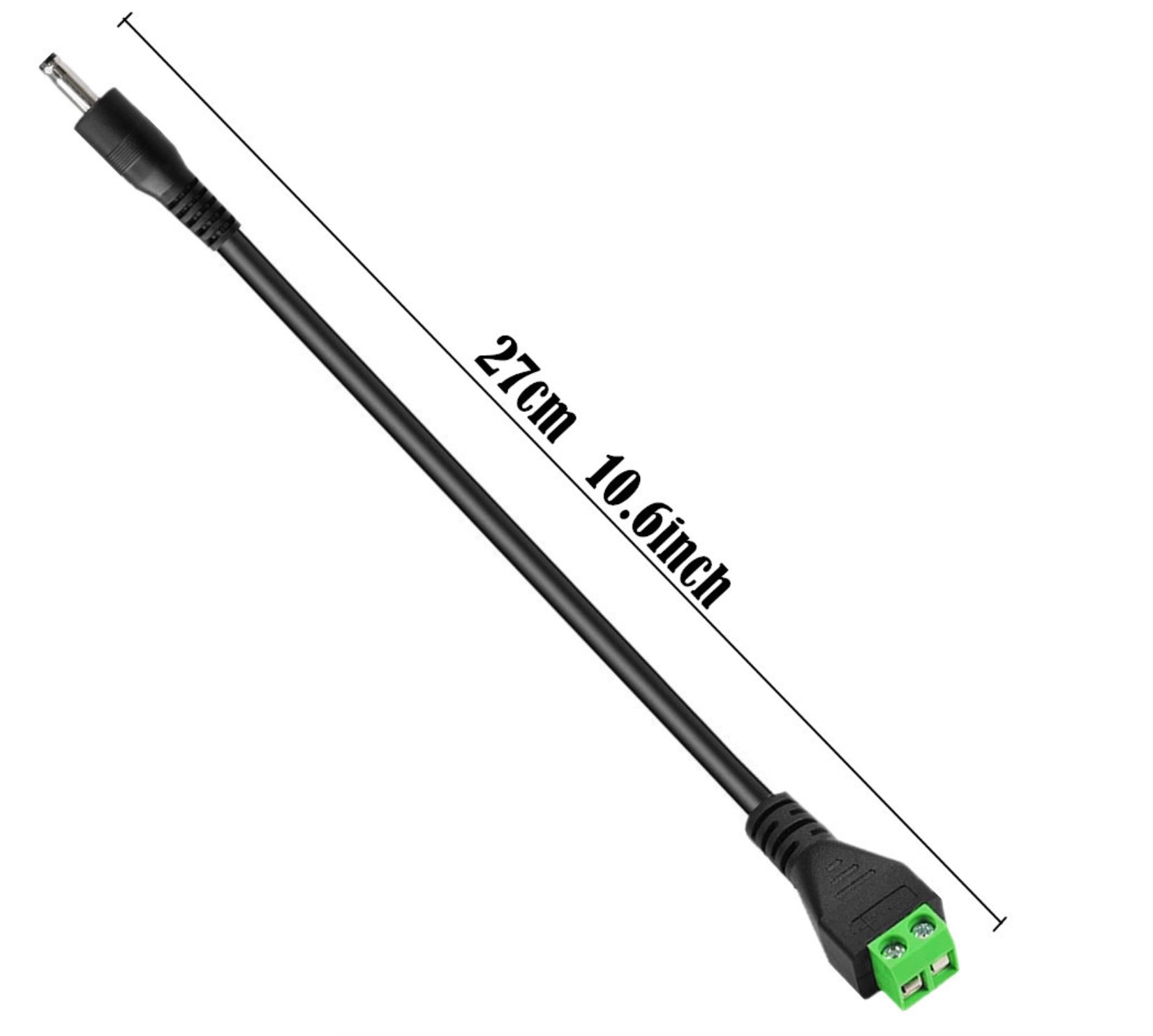 Coiled 3.5mm x 1.35mm male DC power terminal connector cable for low voltage power applications