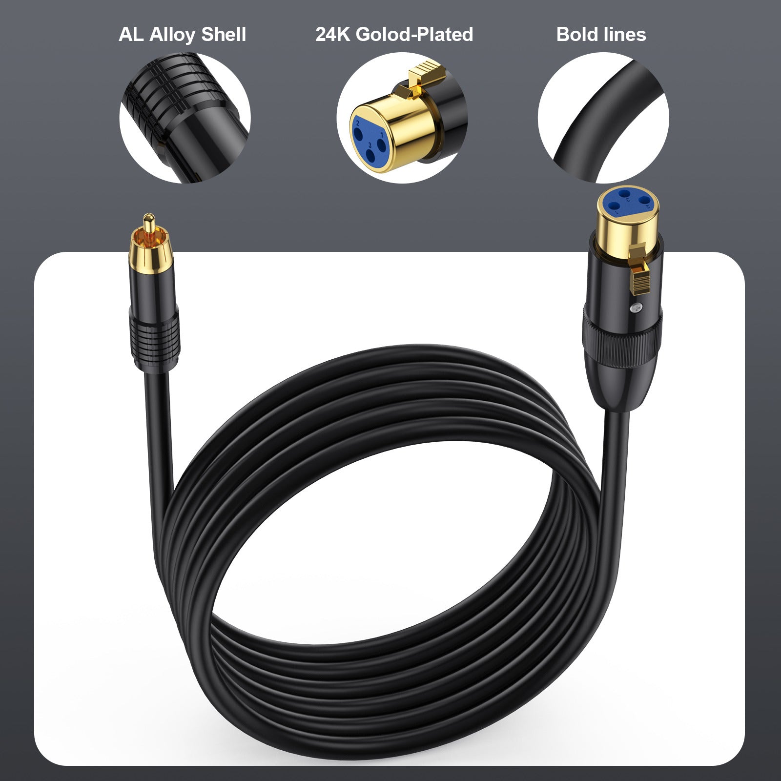 Professional XLR female to RCA male adapter cable