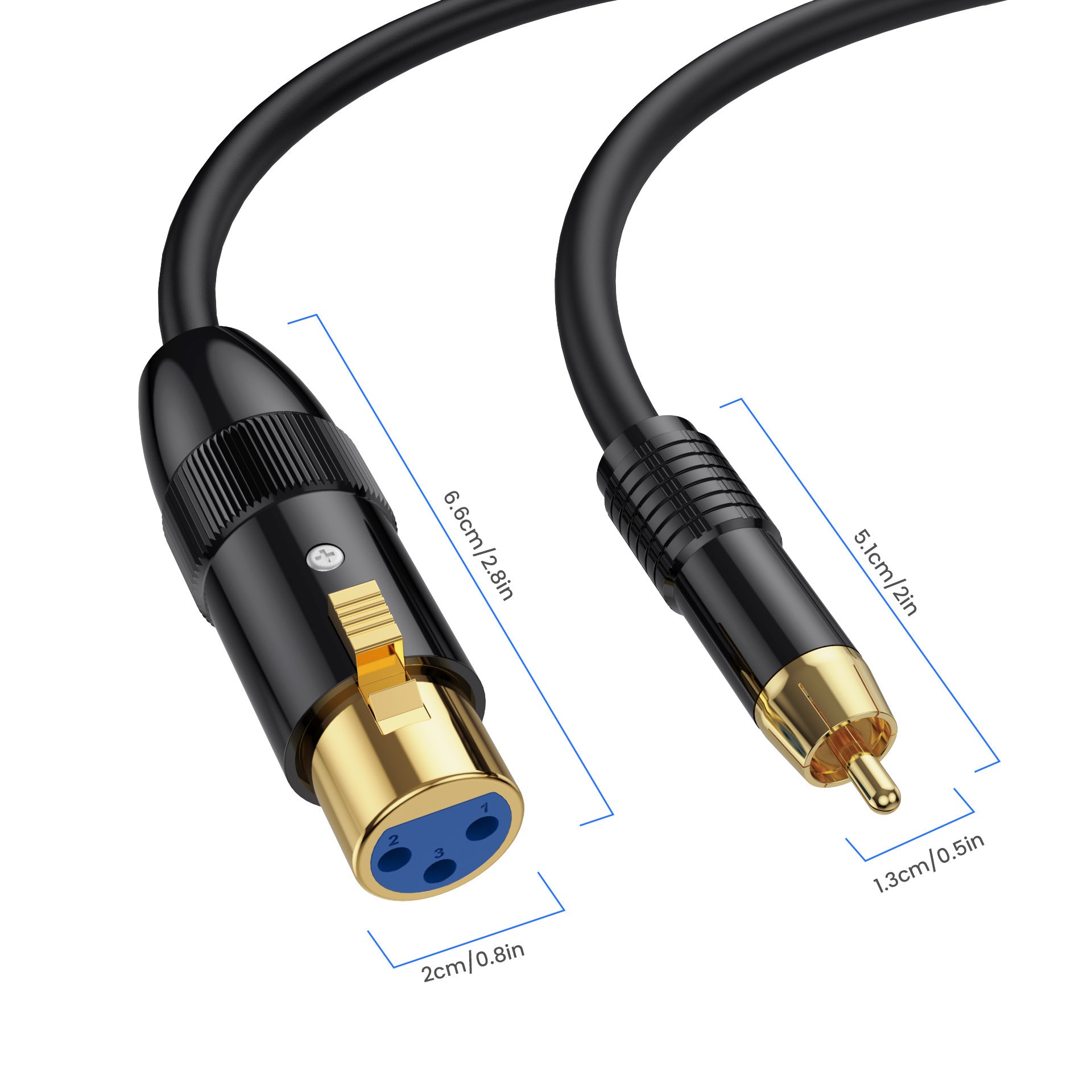 XLR female to RCA male phono audio cable