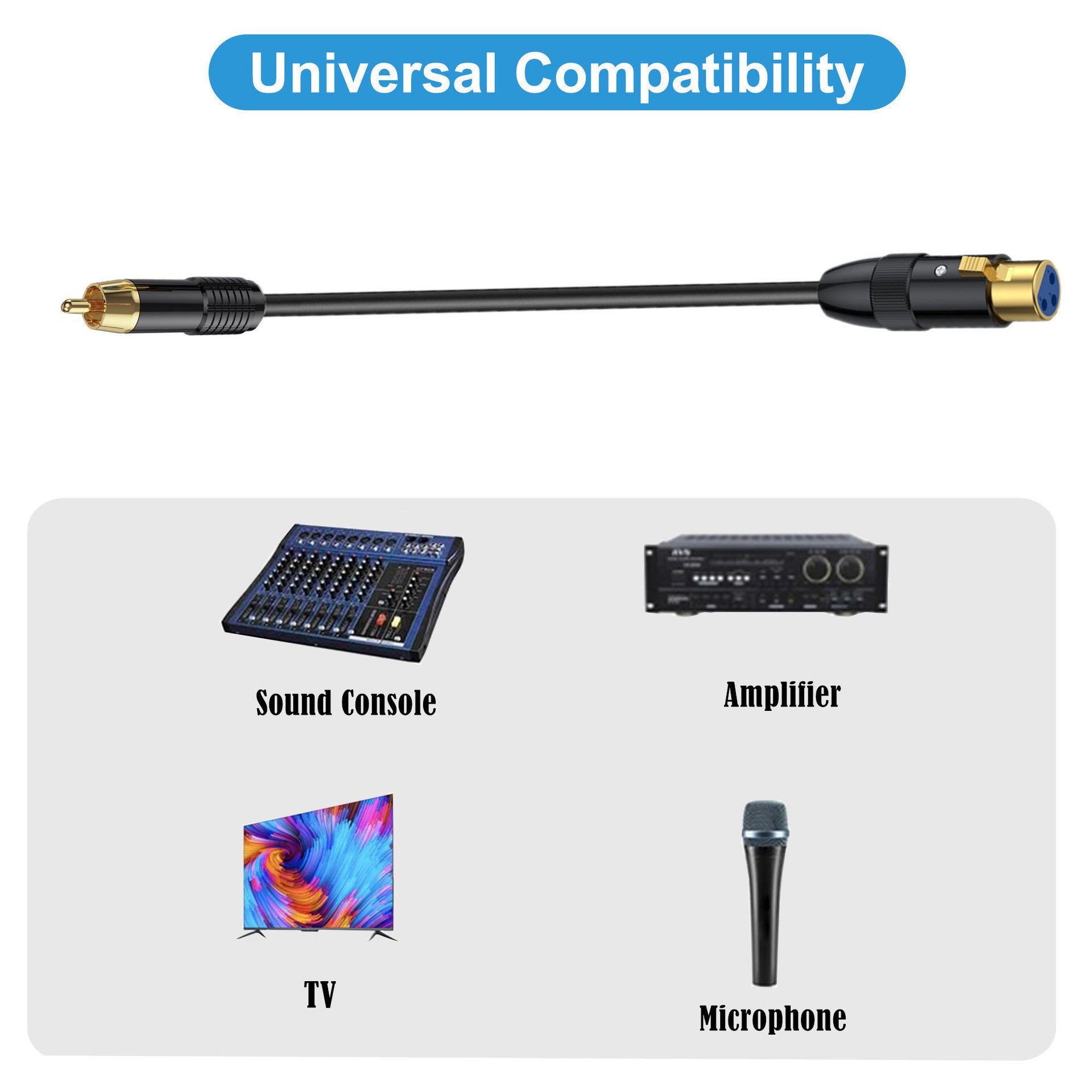 Balanced XLR to unbalanced RCA audio cable