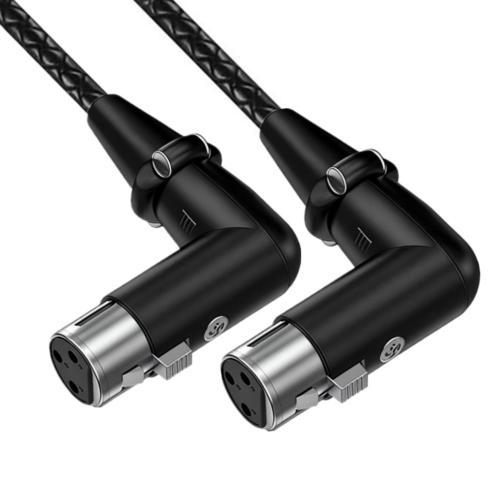 3-pin XLR female to female angled microphone cable with braided jacket and locking connector