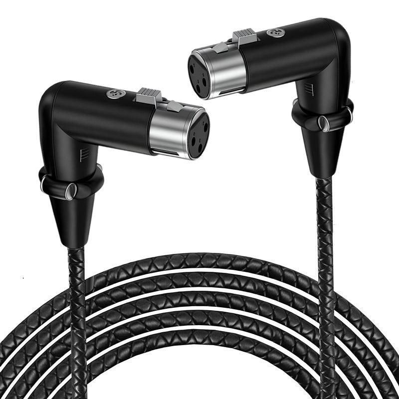 3-pin XLR female to female angled microphone cable with braided jacket and locking connectors