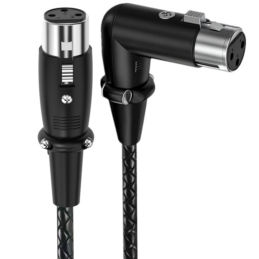 3-pin XLR female to female microphone cable with braided jacket and locking metal connectors
