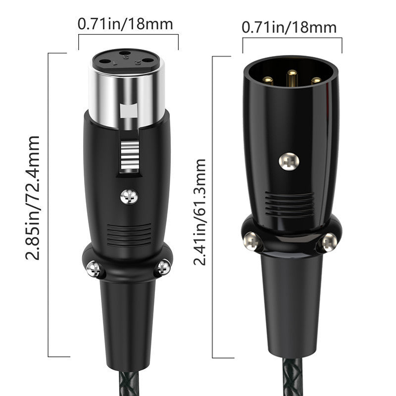 Two audio connectors with dimensions labeled on a white background