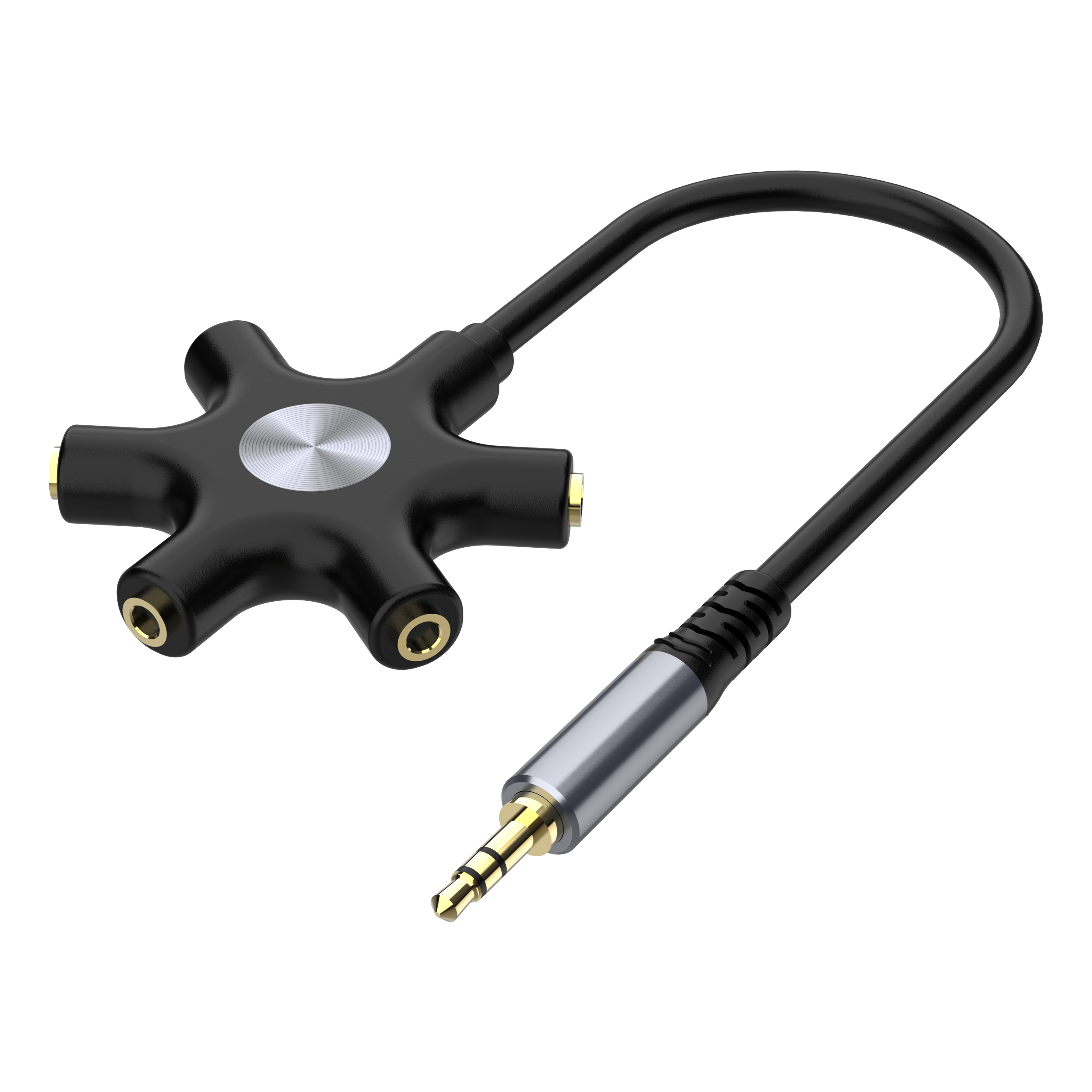 3.5mm Male to 5 Ports Female Cable, 5 Way Multi Headphone Stereo Audio Splitter 0.3m