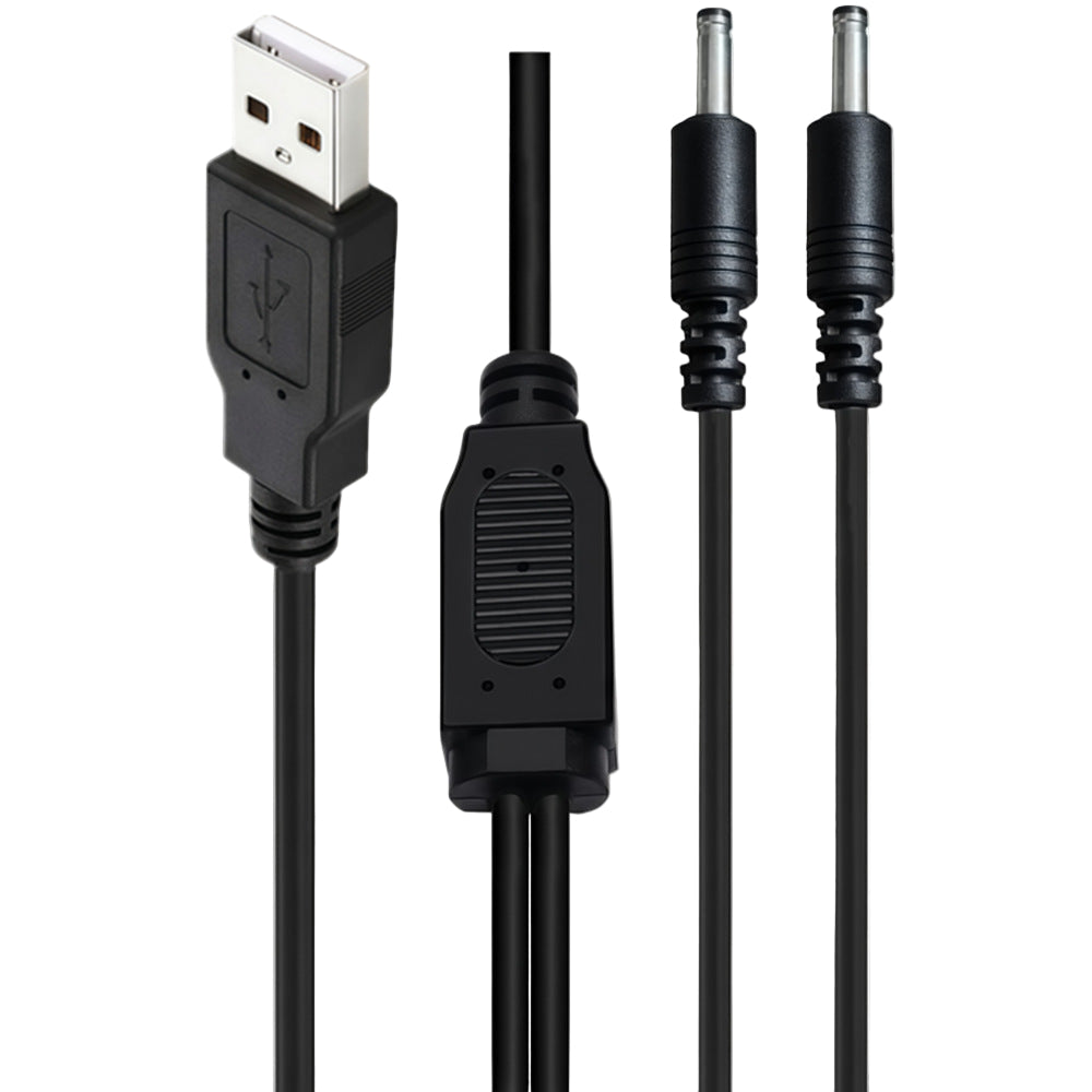 Black USB cable with connectors on a white background