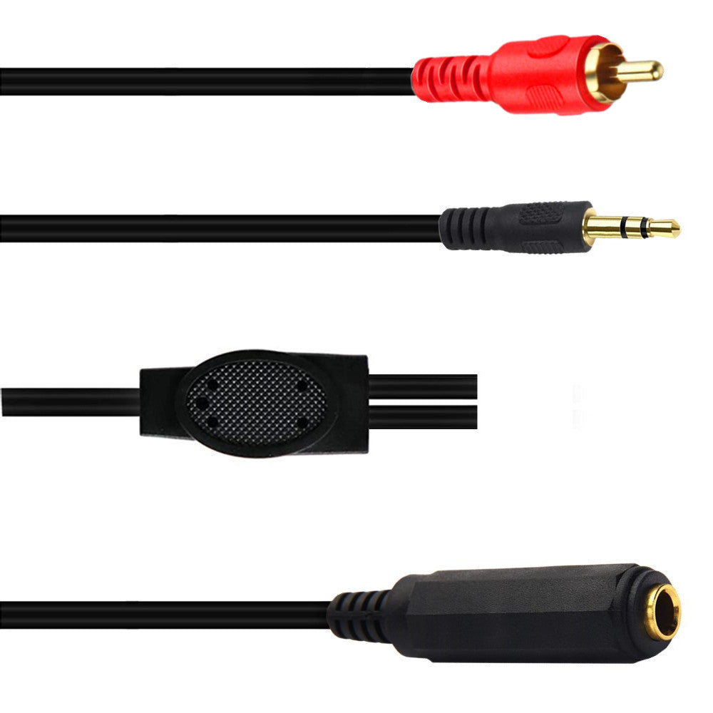3.5mm (1/8”) Male to 6.35mm (1/4”) Female TRS Stereo Audio Cable with RCA Male Extension – 0.5M