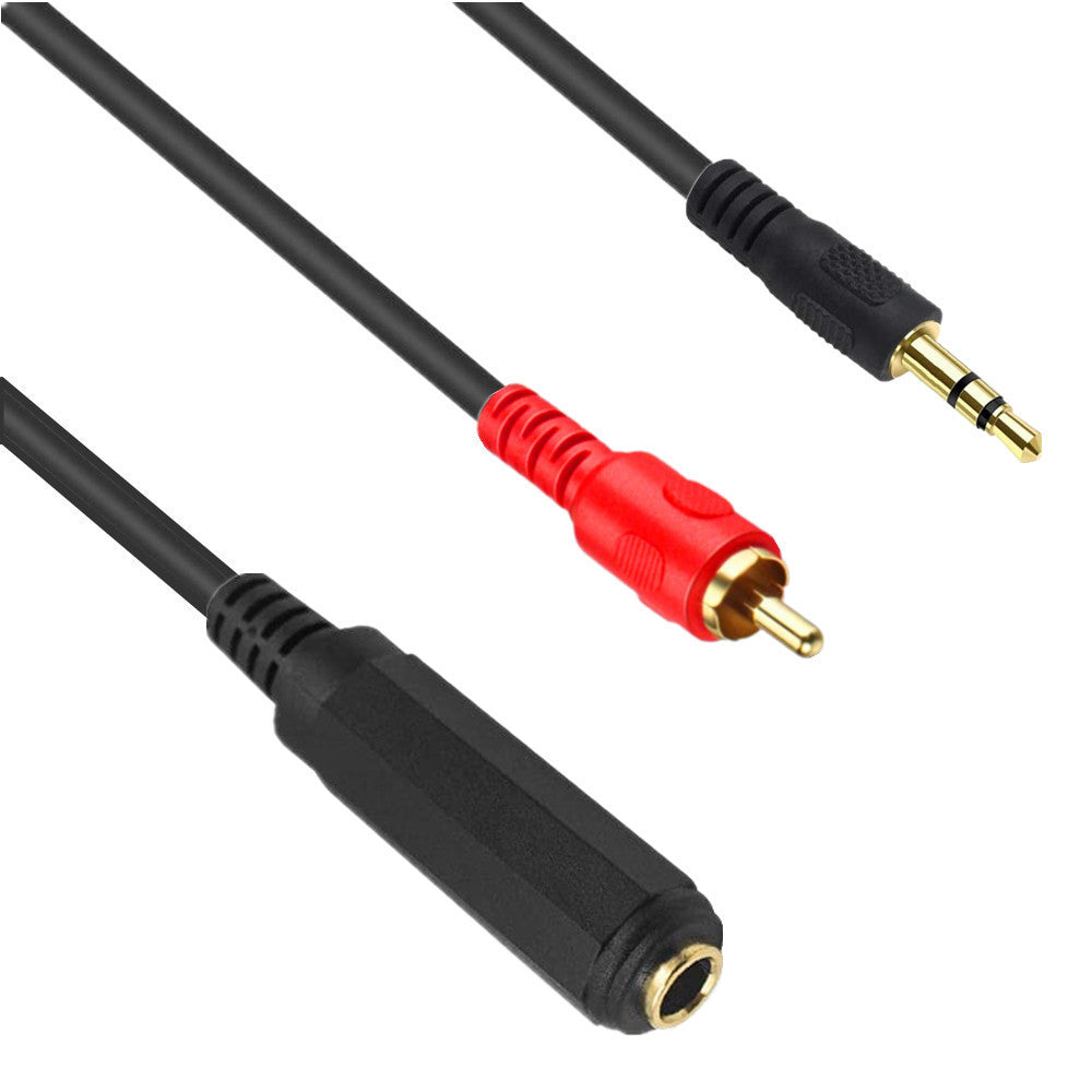 3.5mm (1/8”) Male to 6.35mm (1/4”) Female TRS Stereo Audio Cable with RCA Male Extension – 0.5M