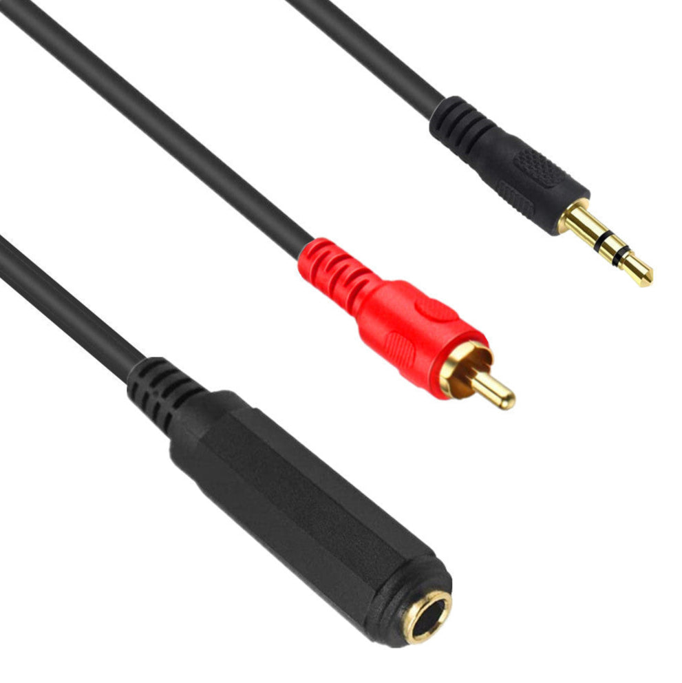 3.5mm (1/8”) Male to 6.35mm (1/4”) Female TRS Stereo Audio Cable with RCA Male Extension – 0.5M