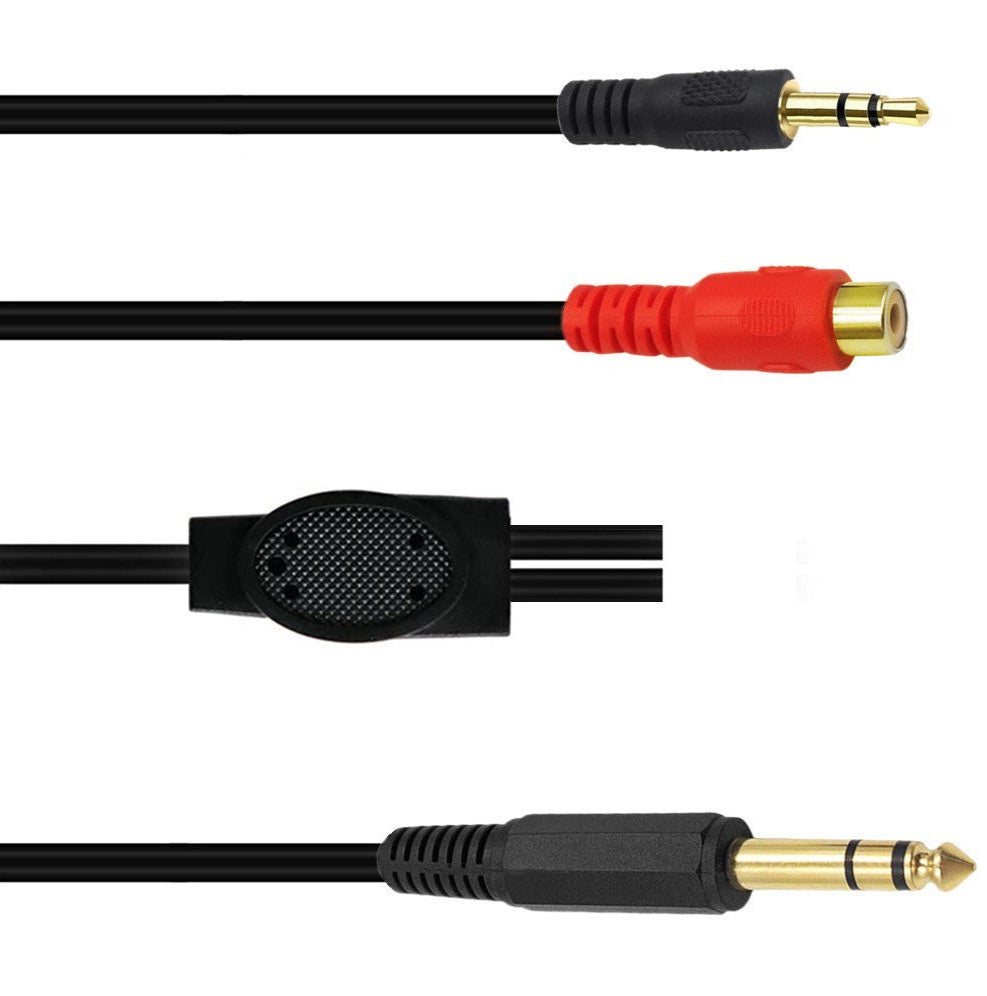 3.5mm (1/8”) to 6.35mm (1/4”) TRS Stereo Audio Cable & 6.35mm to RCA Female Extension – 0.5M