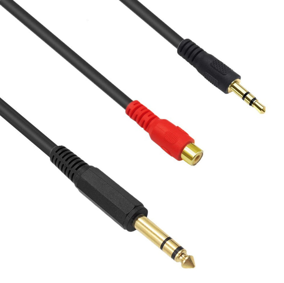 3.5mm (1/8”) to 6.35mm (1/4”) TRS Stereo Audio Cable & 6.35mm to RCA Female Extension – 0.5M
