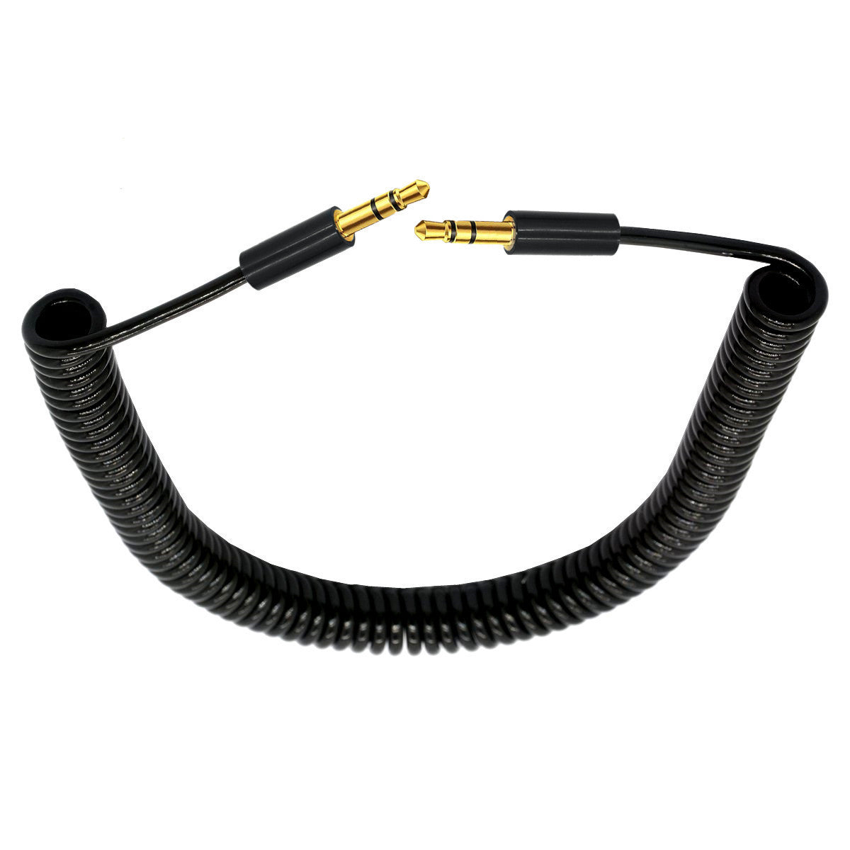 3.5mm 1/8"TRS Male to Male Audio AUX Auxiliary Coiled Cable