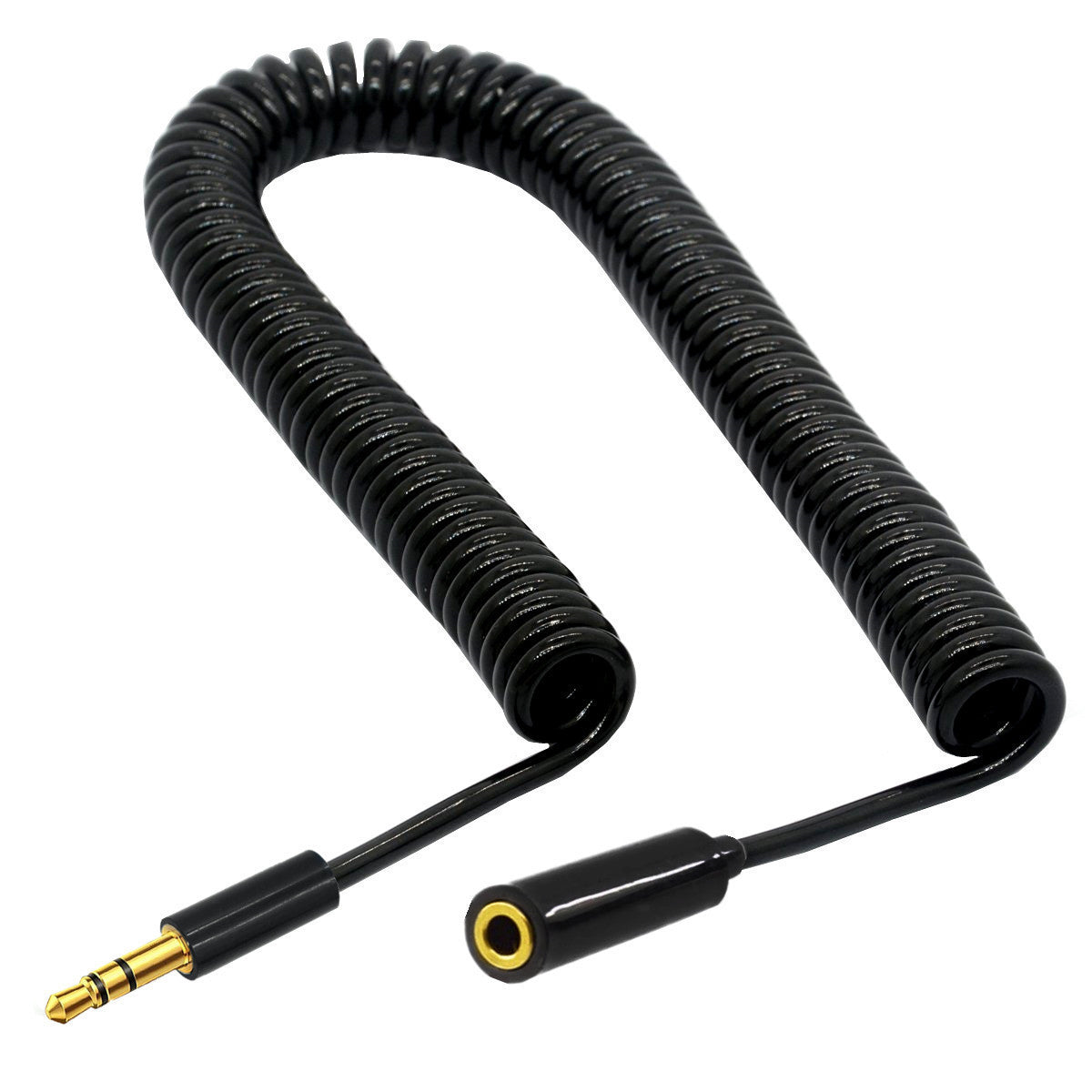 3.5mm 1/8" 3Pole TRS Stereo Male to Female Audio Spiral Cable