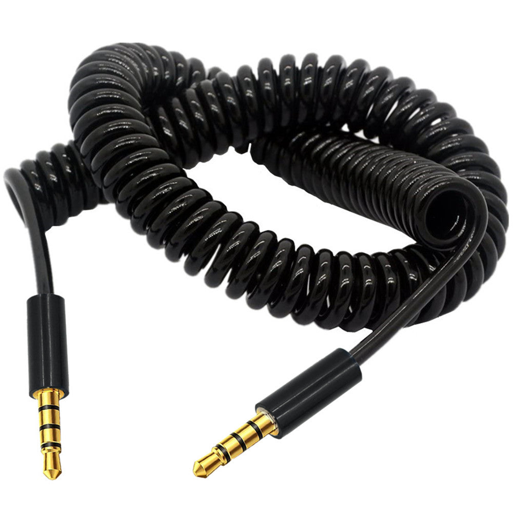 3.5mm TRRS 4 Pole Plug Male to Male Aux Audio Coiled Cable