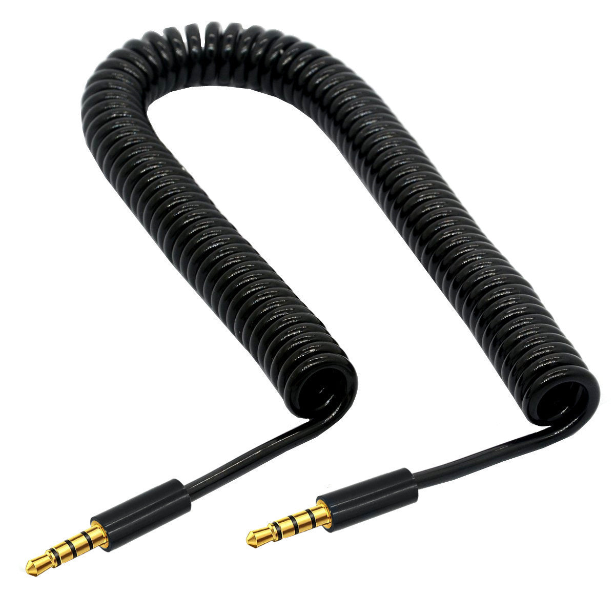 3.5mm 4 pole coiled AUX cable for smartphone