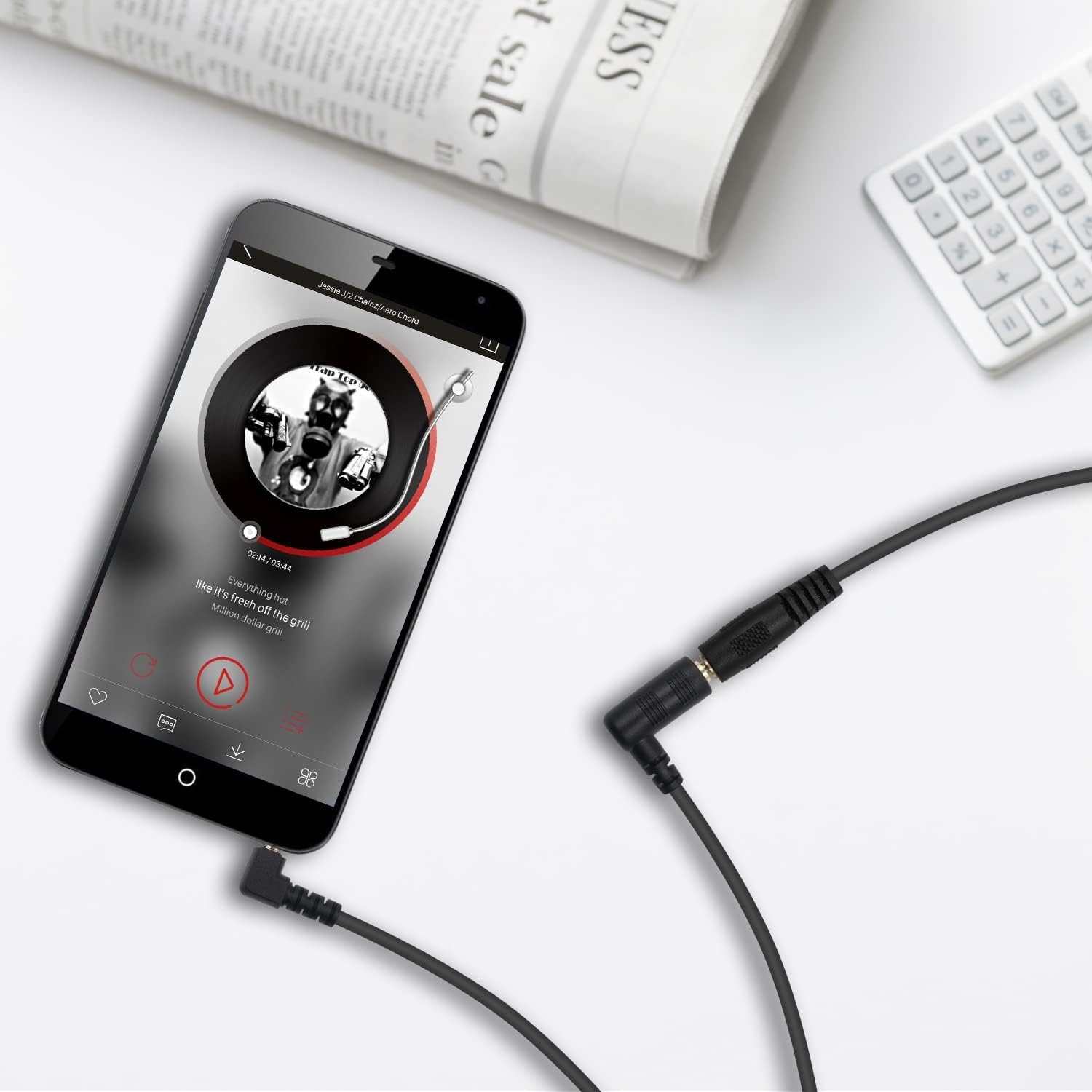 Right angle 3.5mm stereo AUX extension cable 3pole