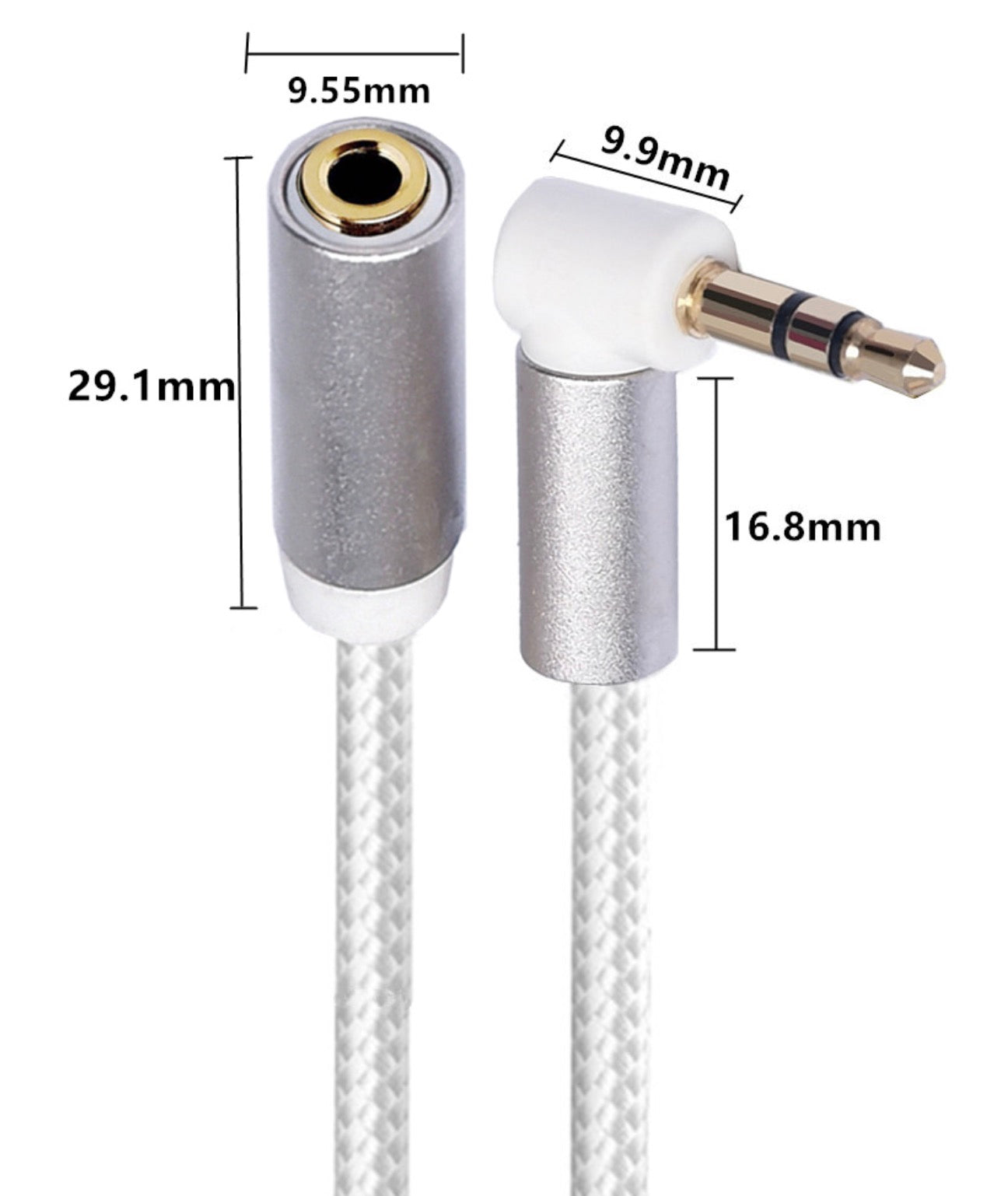 3.5mm angled male to female headphone extension cable