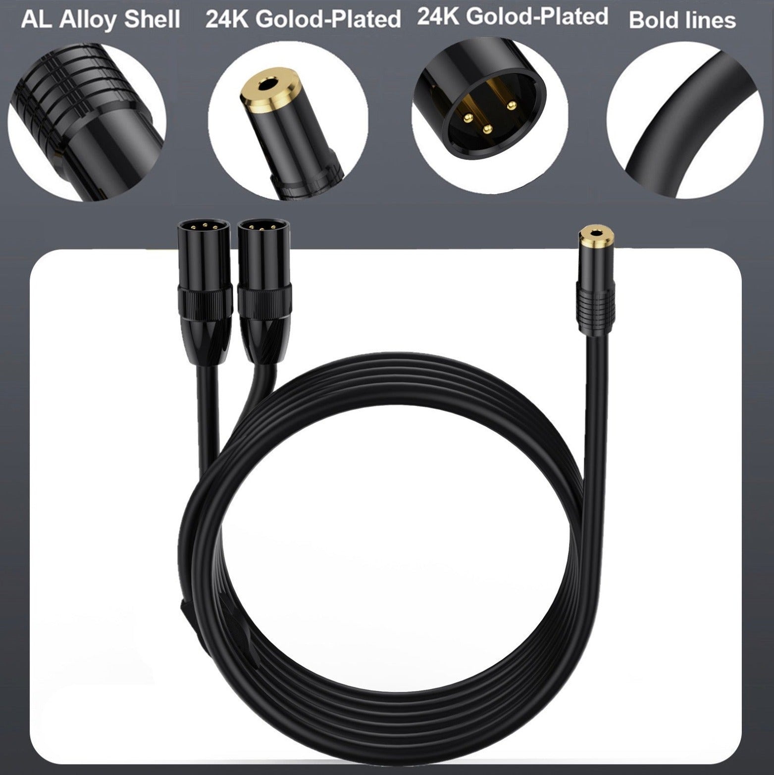 Stereo 3.5mm to dual mono XLR cable