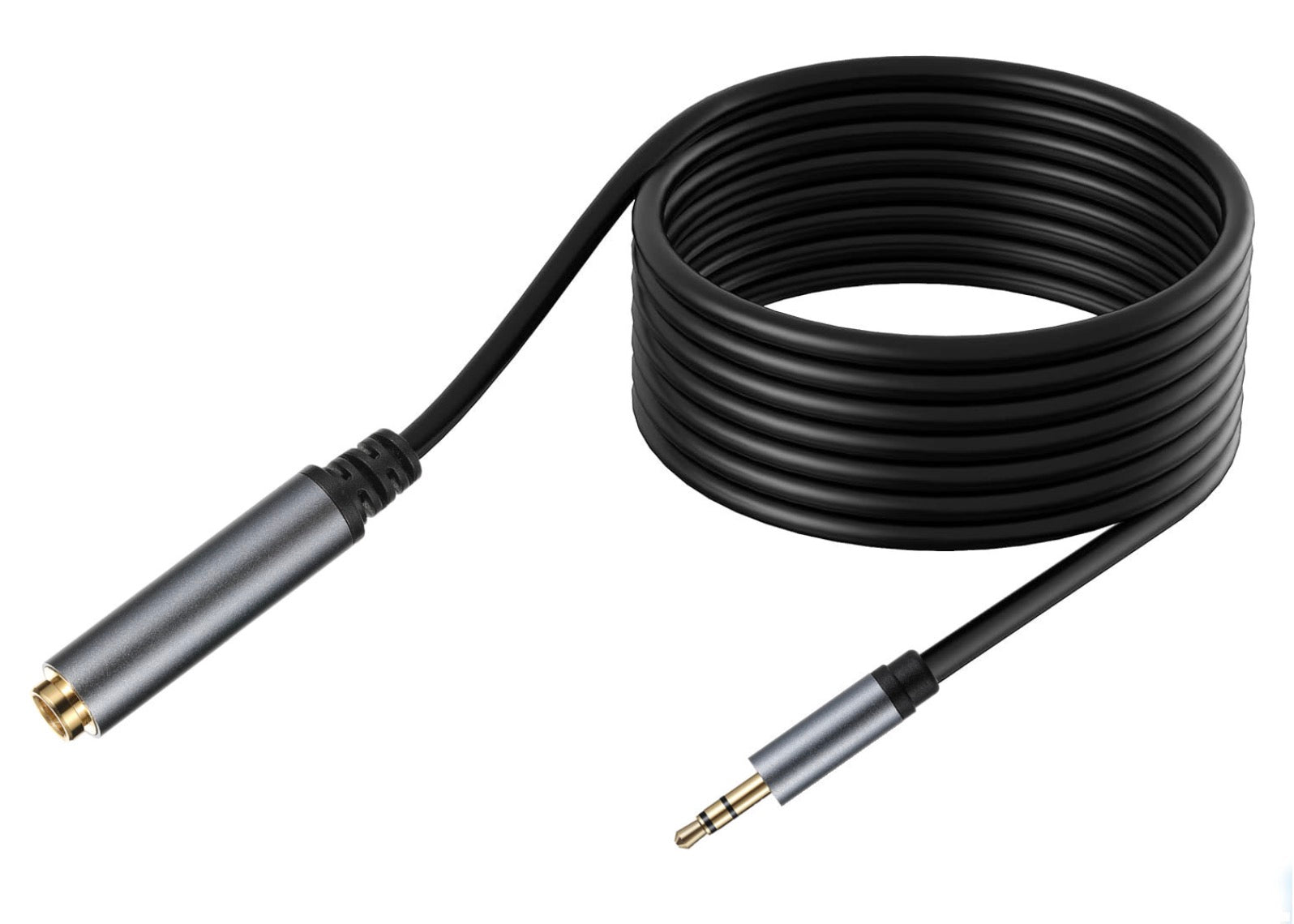 Black 3.5mm male to 6.35mm female stereo audio cable