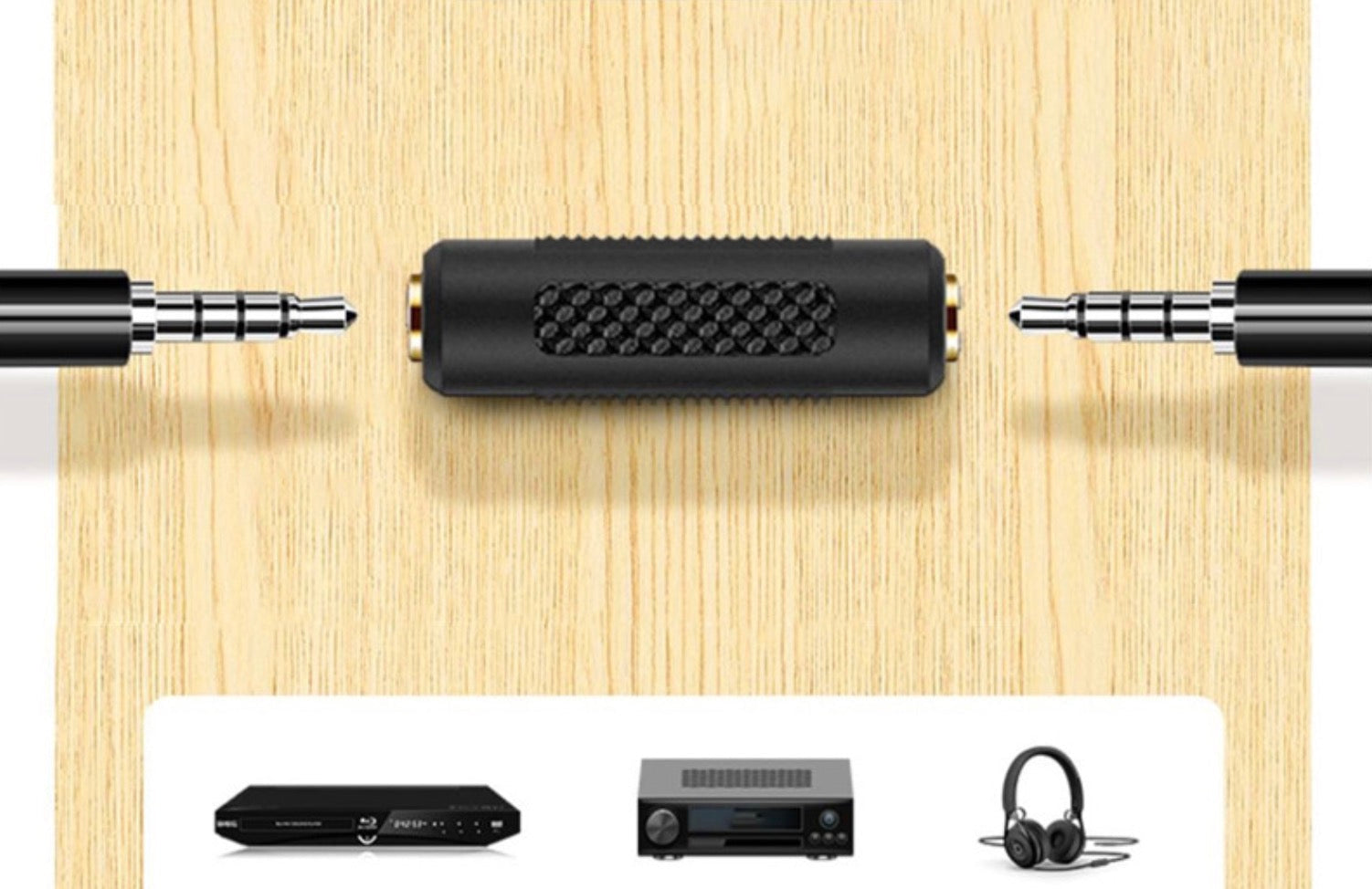 3.5mm TRRS female to female 4-pole headset AUX audio and microphone adapter coupler