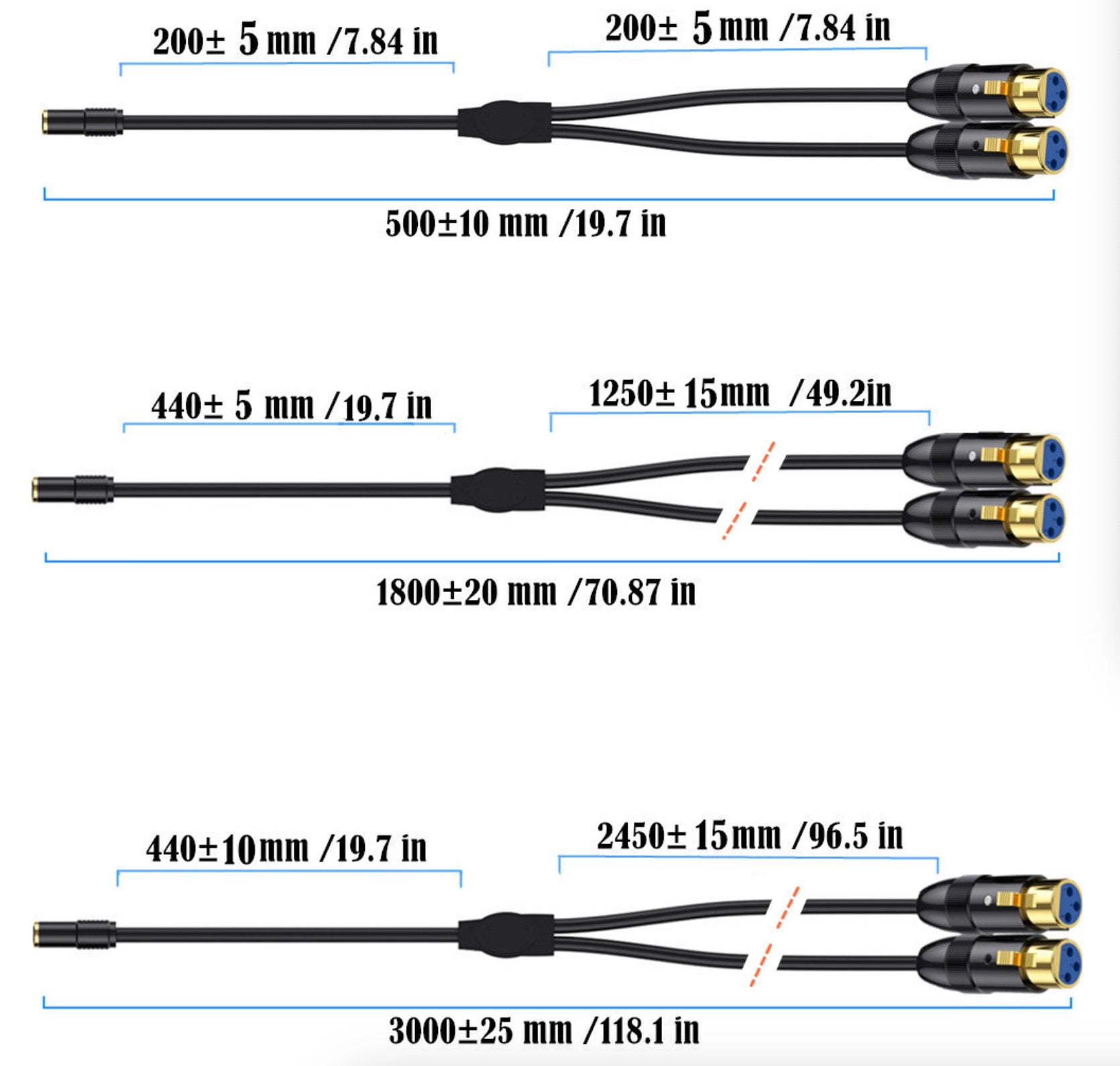 1/8 inch to 2 XLR female audio adapter lead