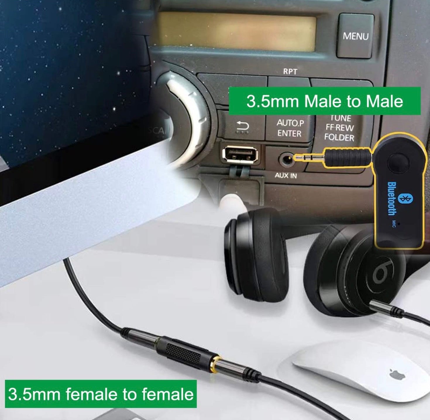 3.5mm TRS female to female stereo AUX adapter coupler 3-pole 1/8 inch audio connector