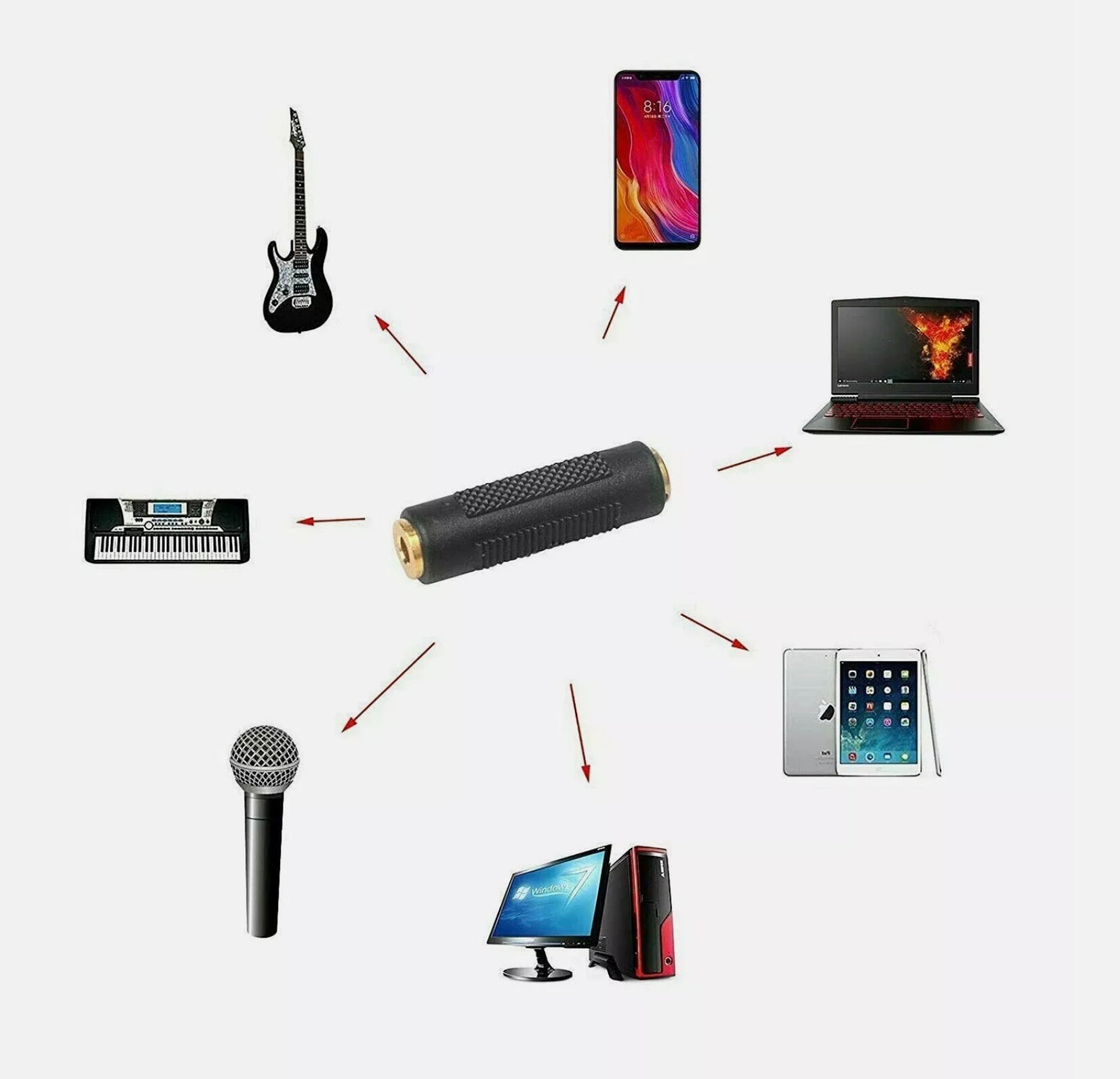3.5mm TRS female to female stereo AUX adapter coupler 3-pole 1/8 inch audio connector