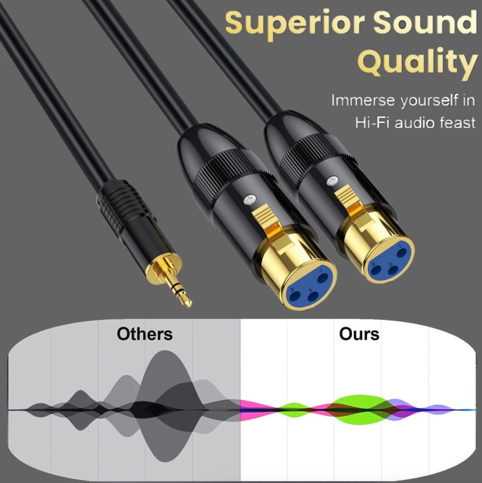 1/8 inch to 2 XLR female audio adapter lead