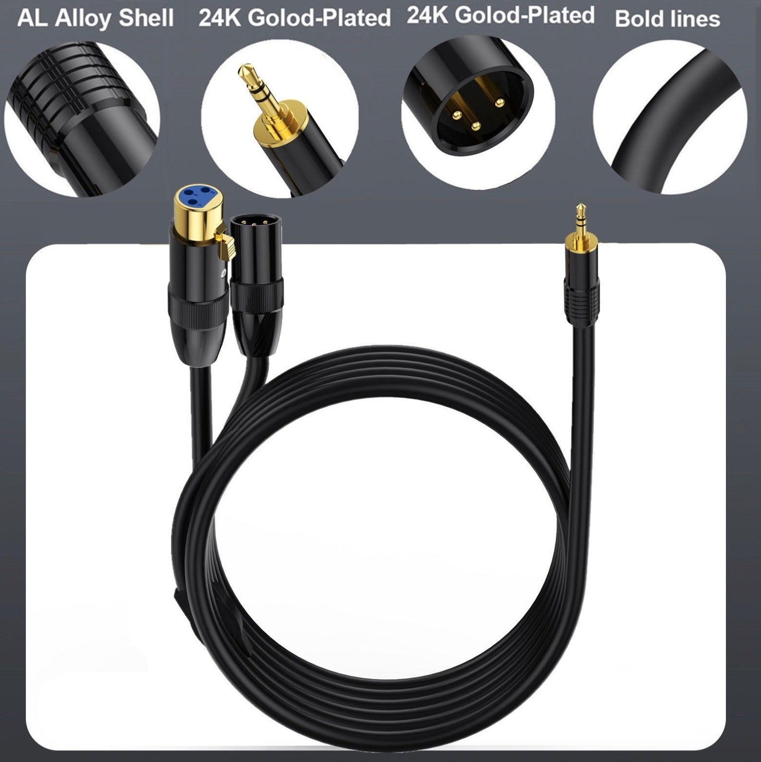 3.5mm to XLR interconnect audio adapter lead