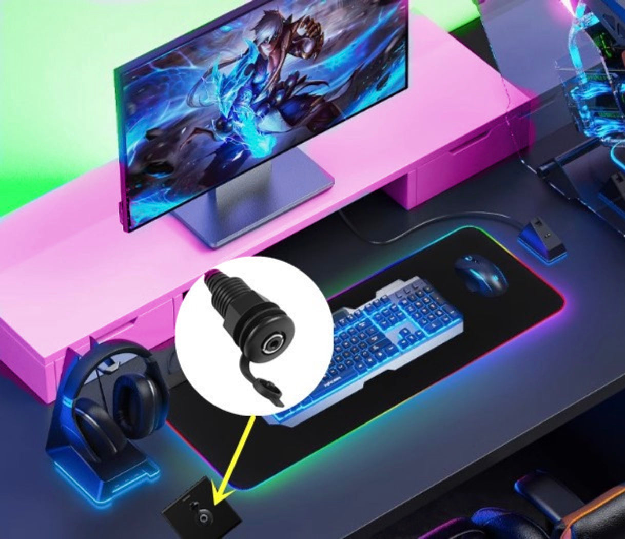 3.5mm TRS female to female waterproof panel mount cable