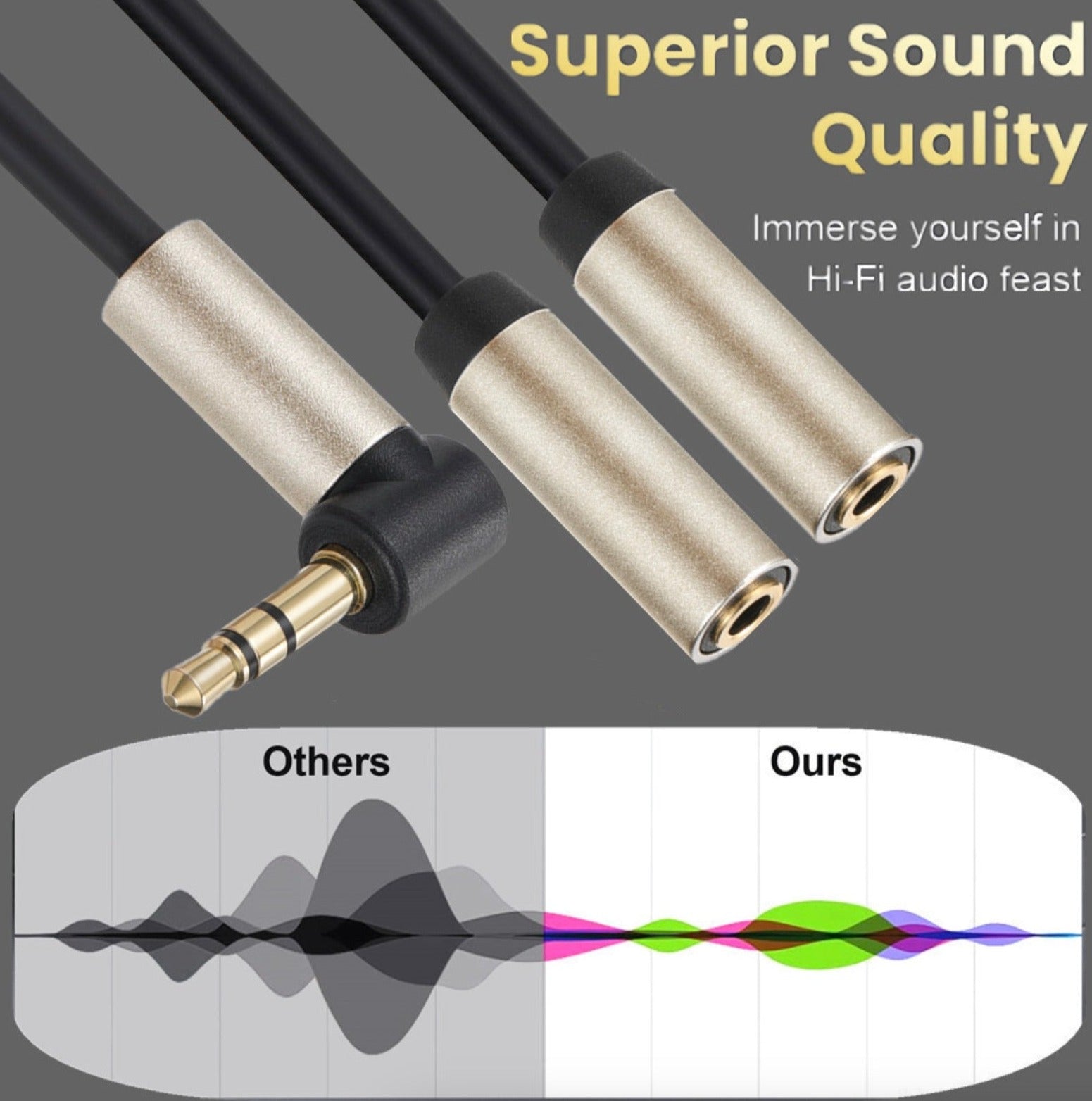 3.5mm angled male to 2 female audio splitter