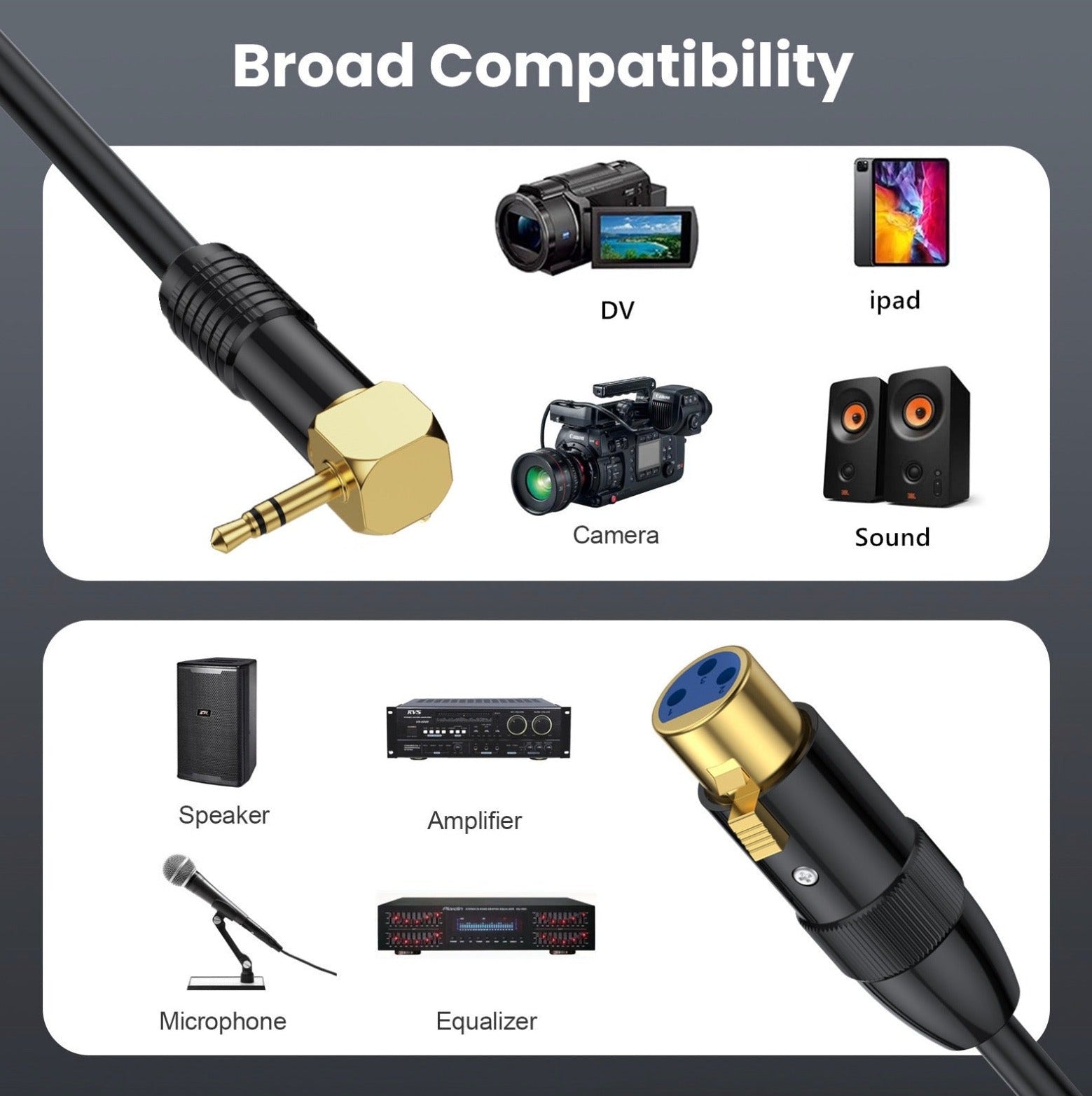 1/8 inch stereo to XLR female adapter lead