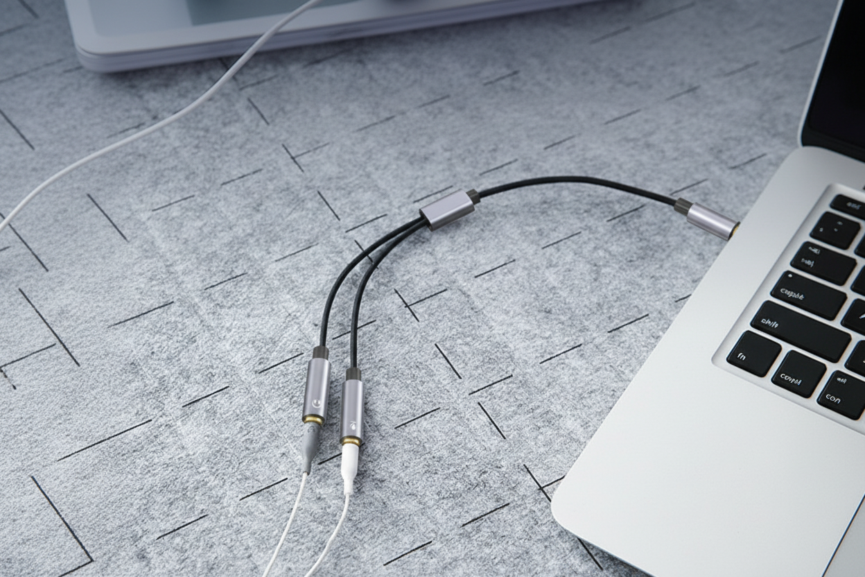 3.5mm male to dual female audio splitter for headset and microphone3