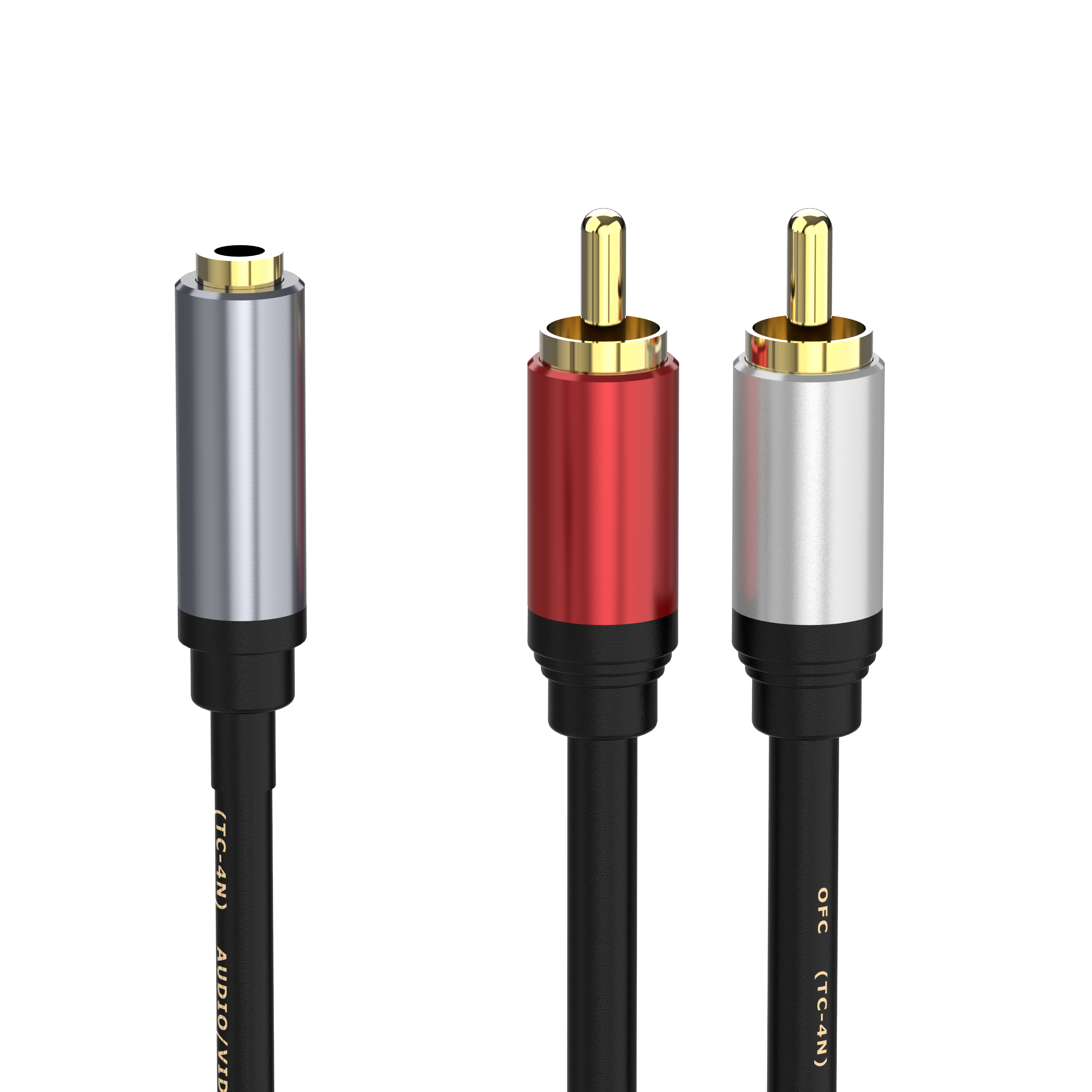 3.5mm female to dual RCA male stereo audio adapter cable for connecting smartphones to home audio systems
