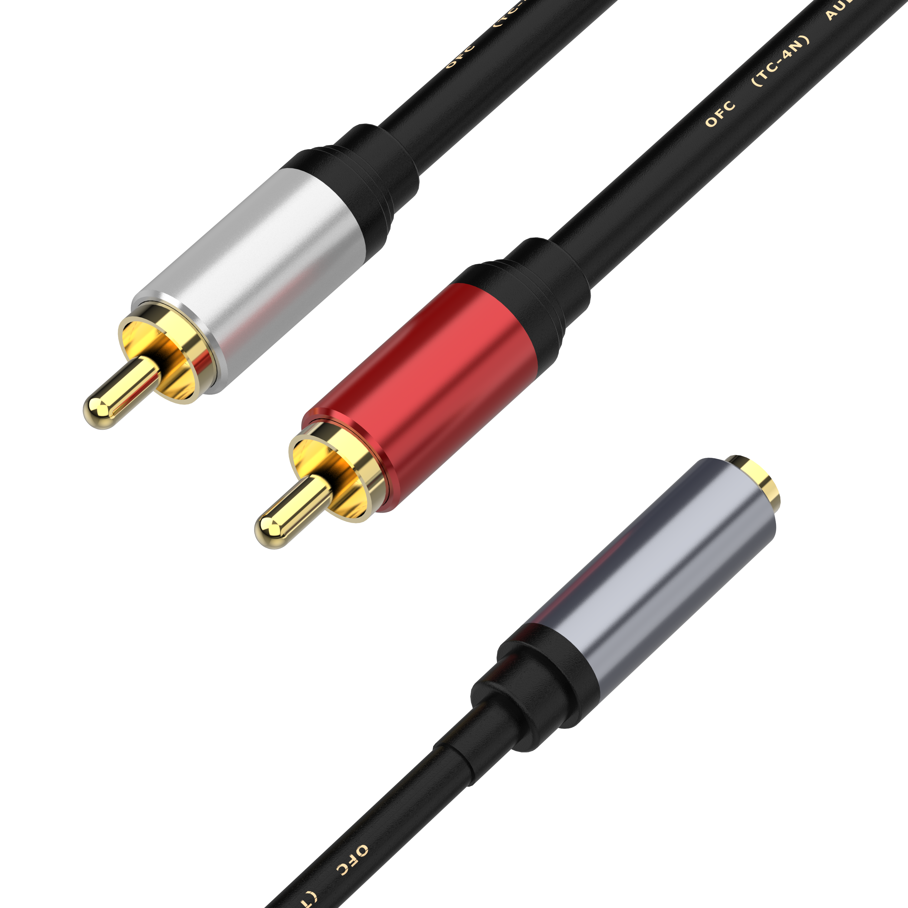3.5mm female to dual RCA male stereo audio adapter cable for connecting smartphones to home audio systems