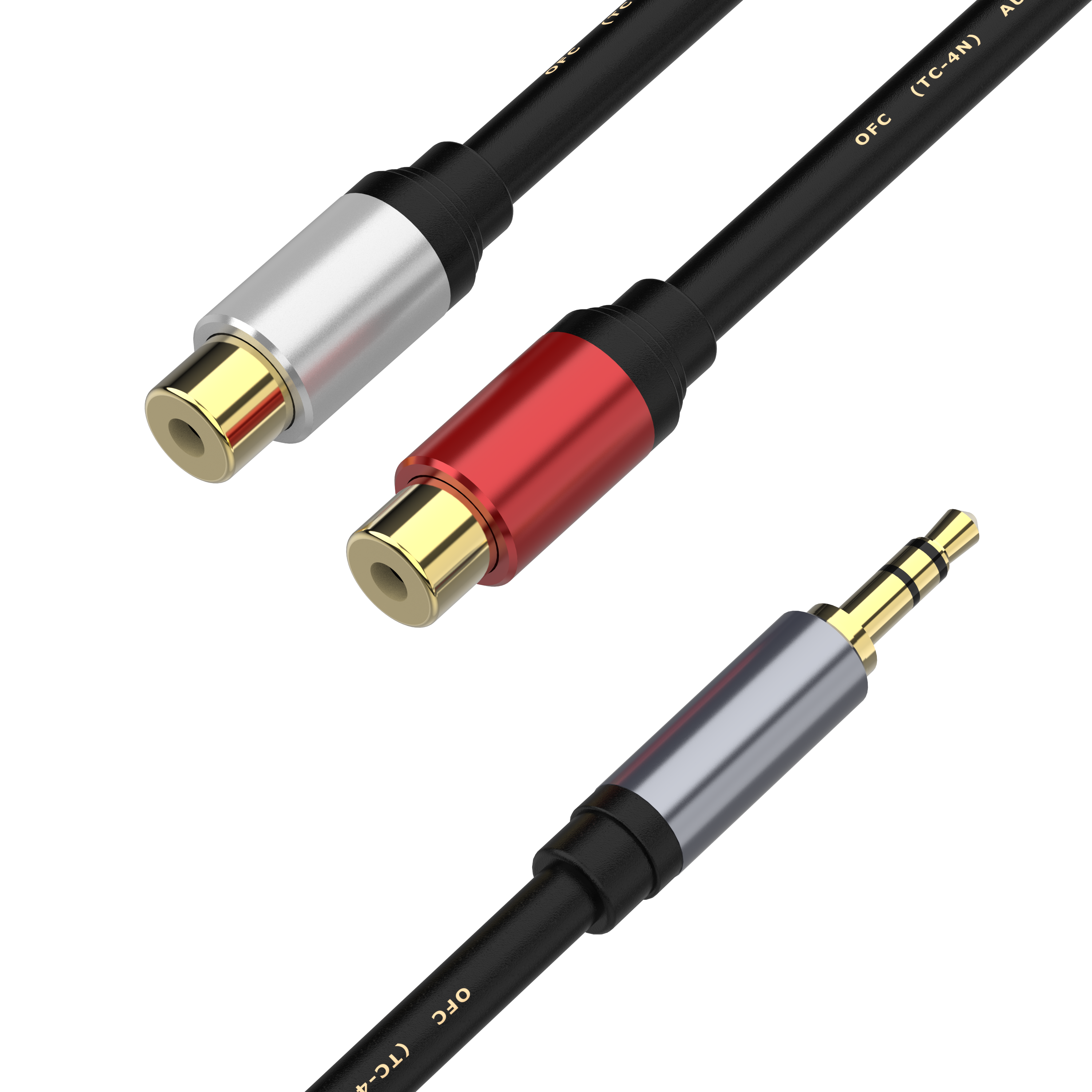 3.5mm male to dual RCA female stereo audio Y splitter cable for Hi-Fi and speaker systems