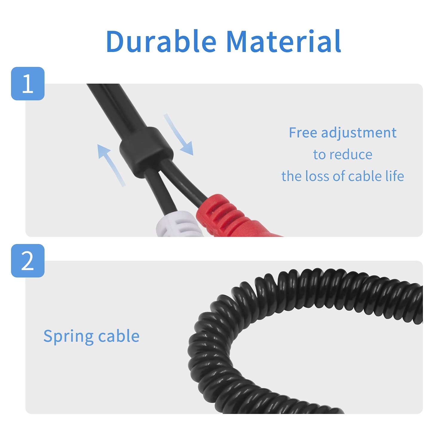 3.5mm (Mini) 1/8" TRS Stereo Female to Dual 1/4 Inch 6.35mm Mono TS Male Y Splitter Spiral Cable