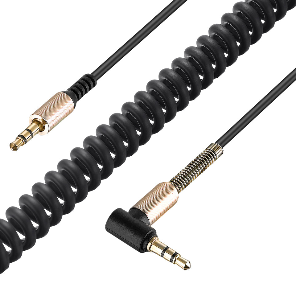 3.5mm 3 Pole Male to 3 Pole TRS Male Coiled Audio Aux Cable