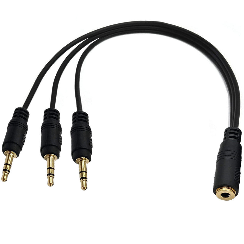 3.5mm (1/8") TRS Female to 3 x 3.5mm (1/8") Stereo Jack Male Stereo Audio AUX Splitter Cable